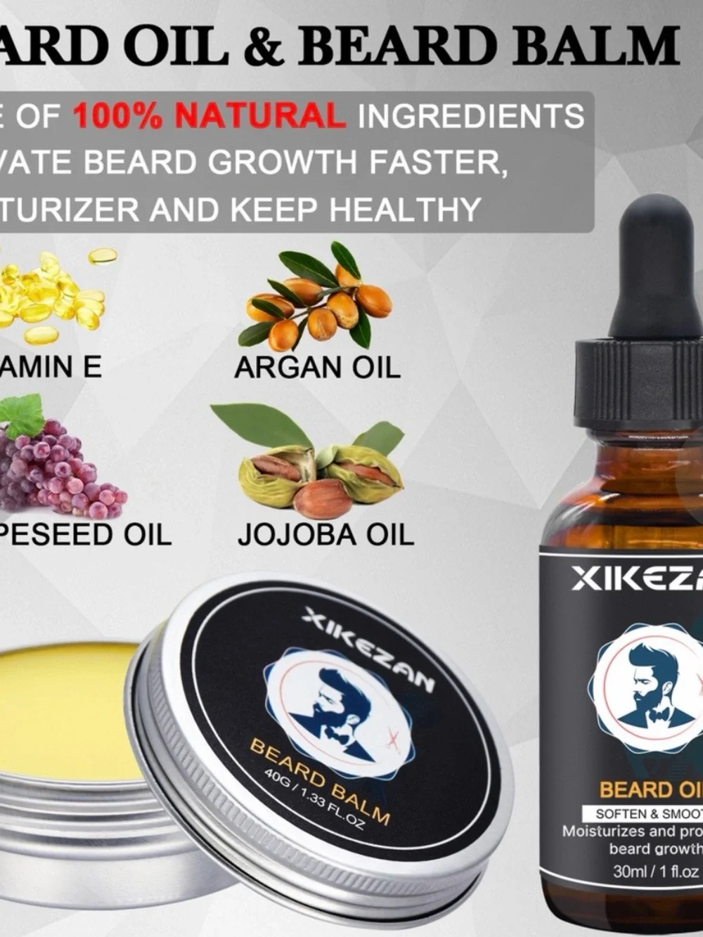 Men's Beard Straightener Beard Care Kit Professional and 100% Pure and Natural
